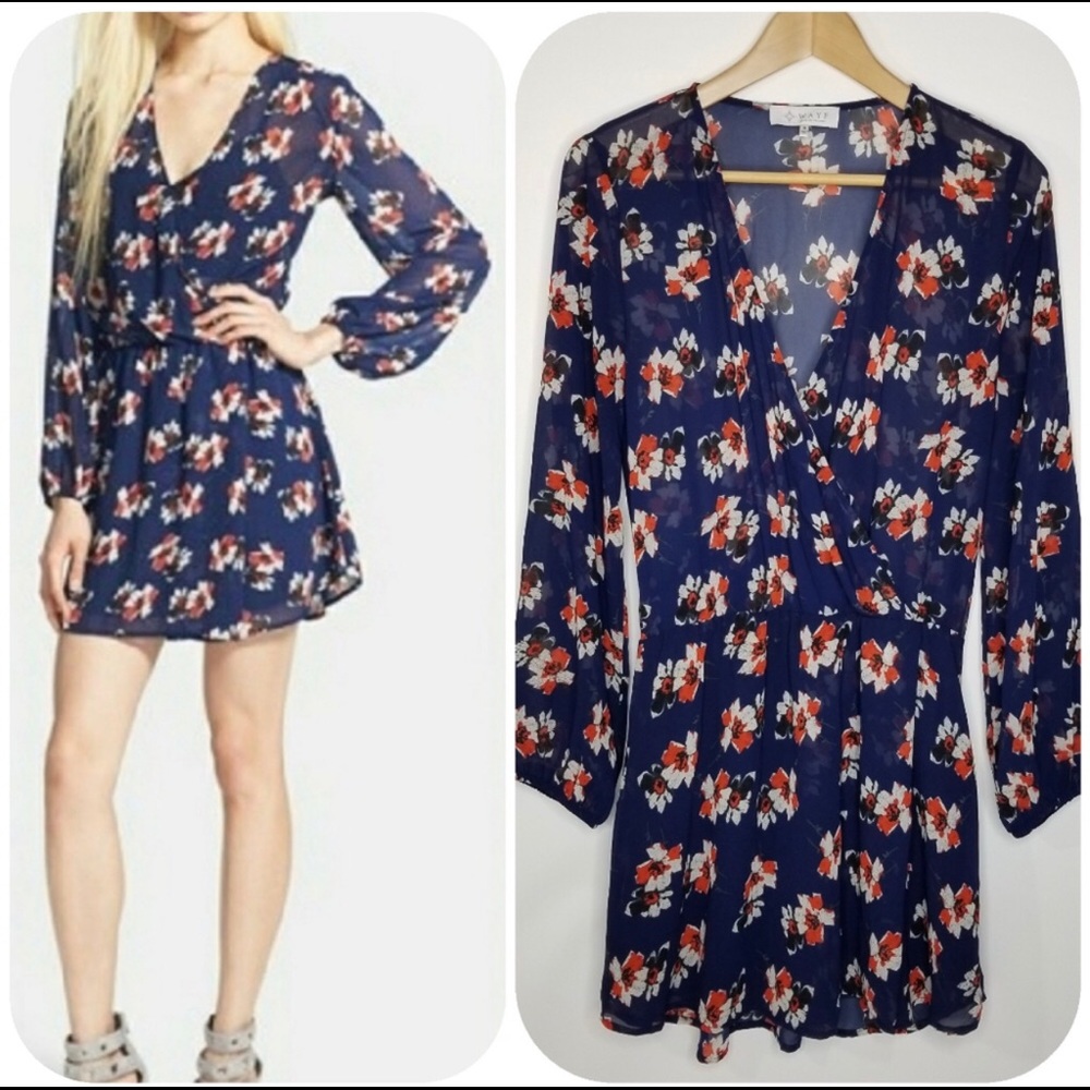 WAYF Blue Floral Dress